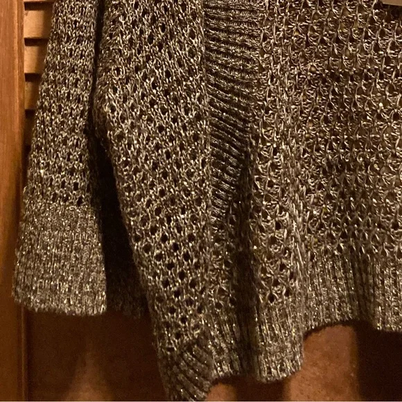 Marisa Christina Woman Brown & Beige Knit Shrug with Gold Glitter Sequins - Picture 6 of 12